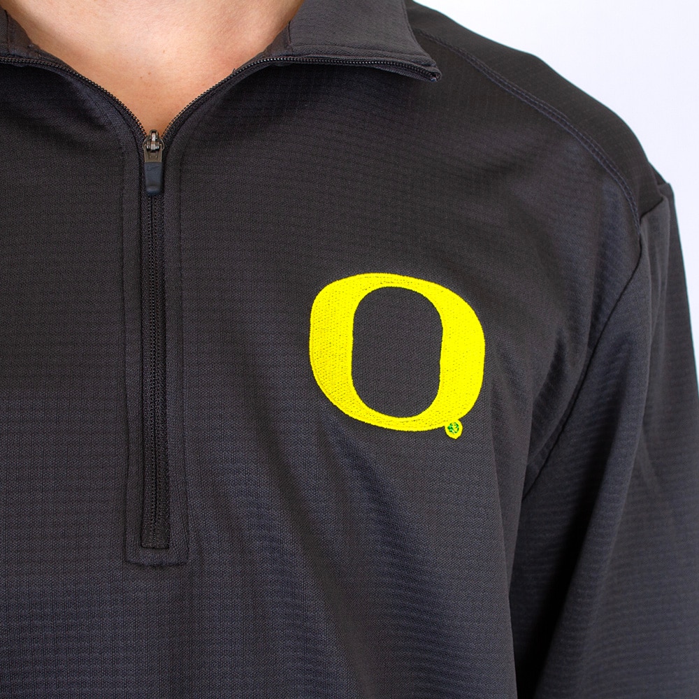 Classic Oregon O, Nike, Grey, Pullover, Performance/Dri-FIT, Men, Double knit, Double pique, 1/4-zip, 798505